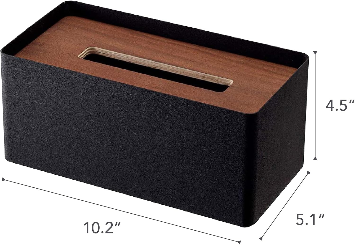 image:imageYamazaki Home Rin Reusable Tissue Box Cover Metal Holder Container Case with Natural Wooden Lid SteelWalnut