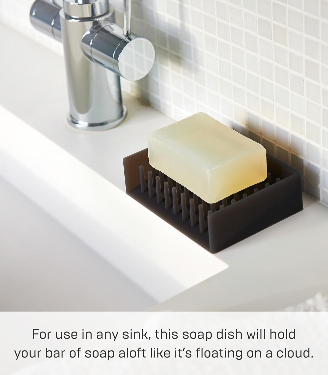 image:imageYamazaki Home Self Draining Soap Tray Floating Holder Dish for Sink Silicone No Assembly ReqBlack