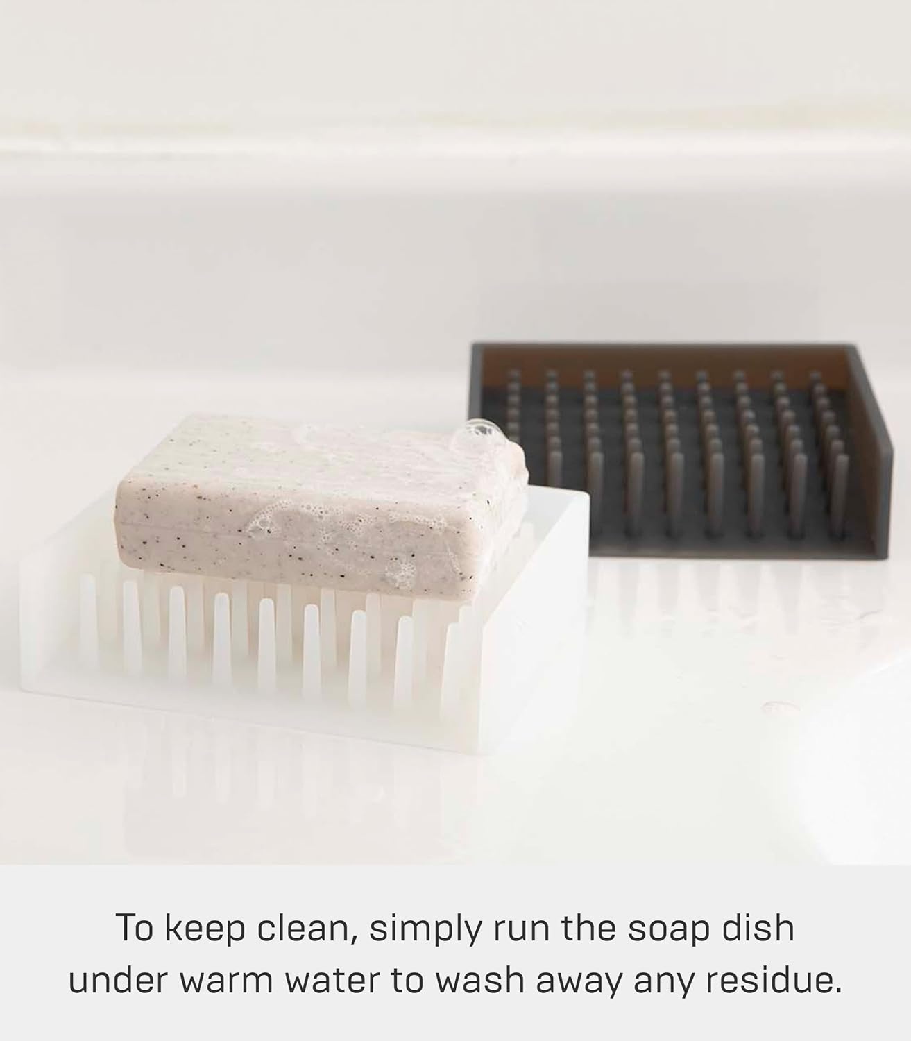 image:imageYamazaki Home Self Draining Soap Tray Floating Holder Dish for Sink Silicone No Assembly ReqBlack