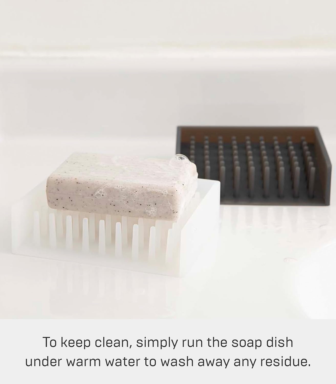 image:imageYamazaki Home Self Draining Soap Tray Floating Holder Dish for Sink Silicone No Assembly ReqClear
