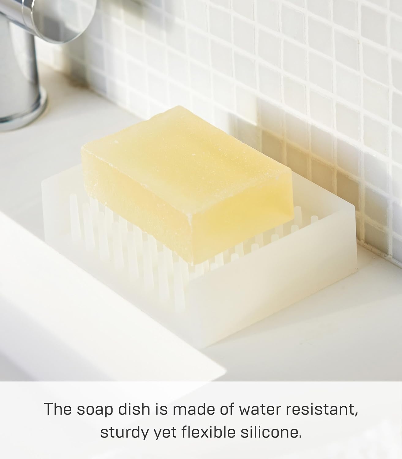 image:imageYamazaki Home Self Draining Soap Tray Floating Holder Dish for Sink Silicone No Assembly ReqClear