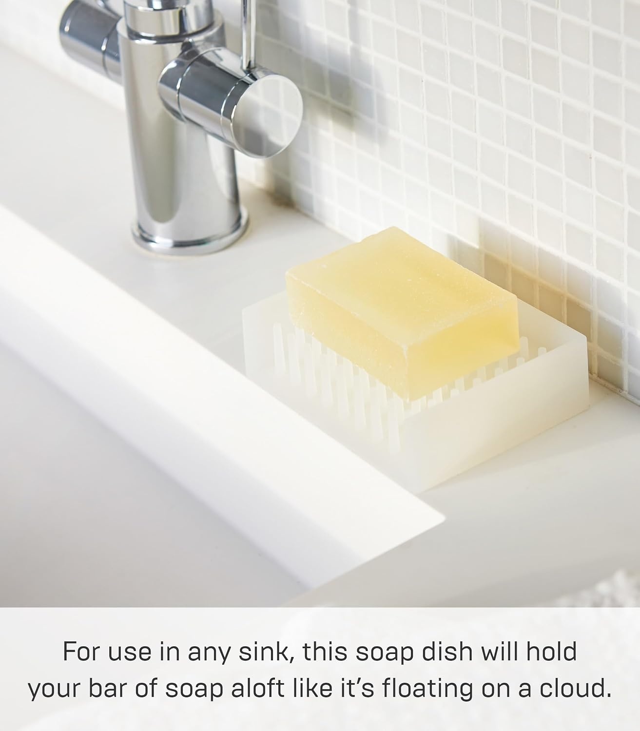 image:imageYamazaki Home Self Draining Soap Tray Floating Holder Dish for Sink Silicone No Assembly ReqClear