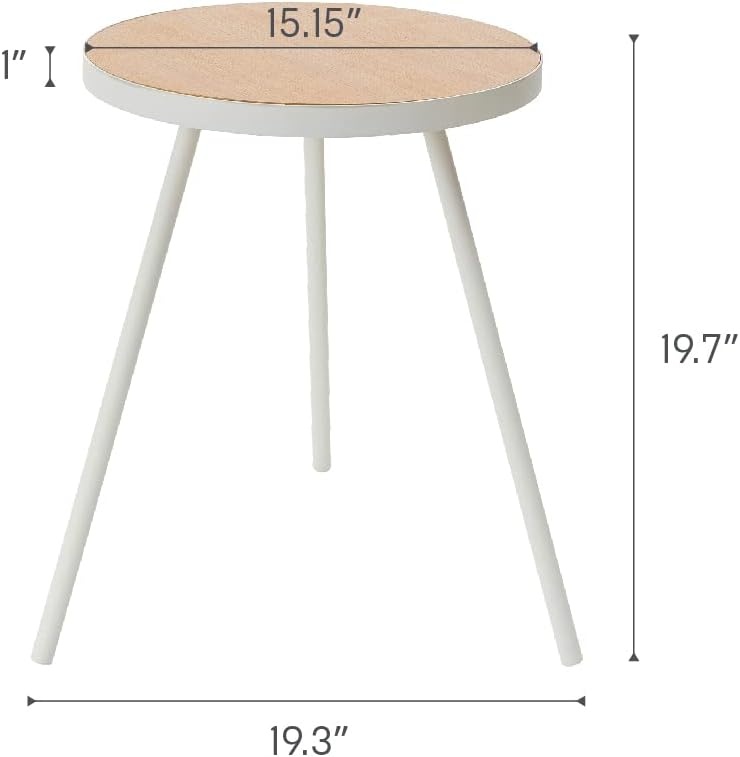 image:imageYamazaki Home Side Table Bedside or Coffee End Table For Living Room Or Bedroom Modern Small Circle Pedestal Night Table Steel Wood Minimal Assembly Req WhiteWhite
