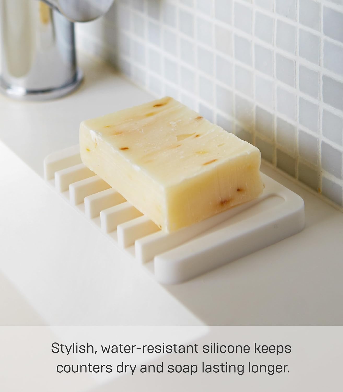 image:imageYamazaki Home Soap Tray Silicone Holder Dish for Sink Silicone No Assembly ReqWhite