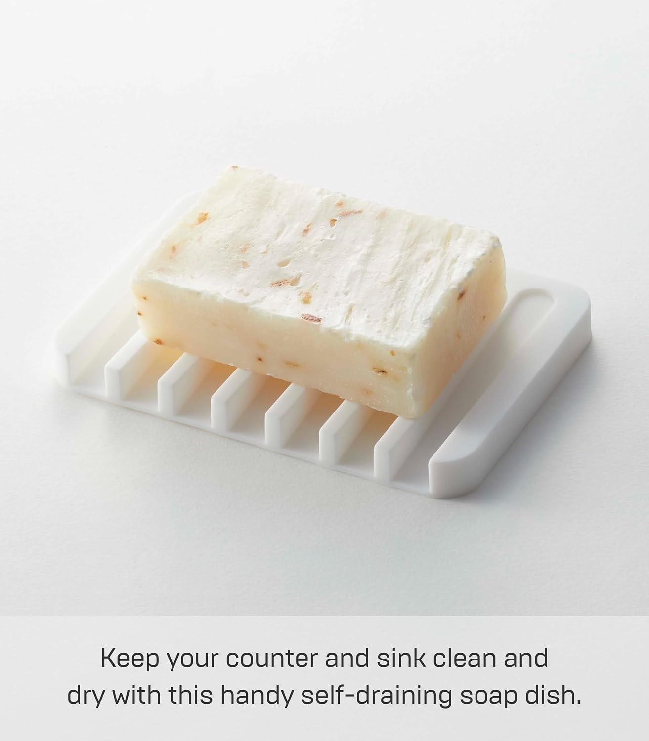image:imageYamazaki Home Soap Tray Silicone Holder Dish for Sink Silicone No Assembly ReqWhite