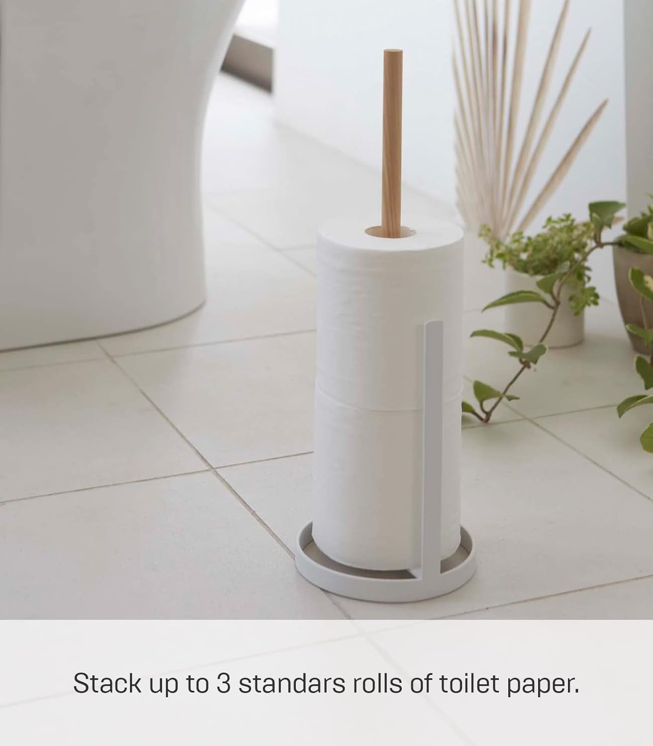 image:imageYamazaki Home Toilet Paper Stocker Holds 3 Toilet Paper Rolls No Assembly Req White One SizeWhite