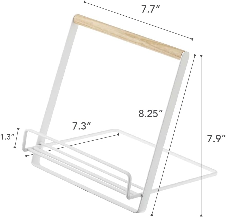 image:imageYamazaki Home Tosca Cookbook Stand Kitchen Cooking Recipe Holder for Counter Steel WoodWhite
