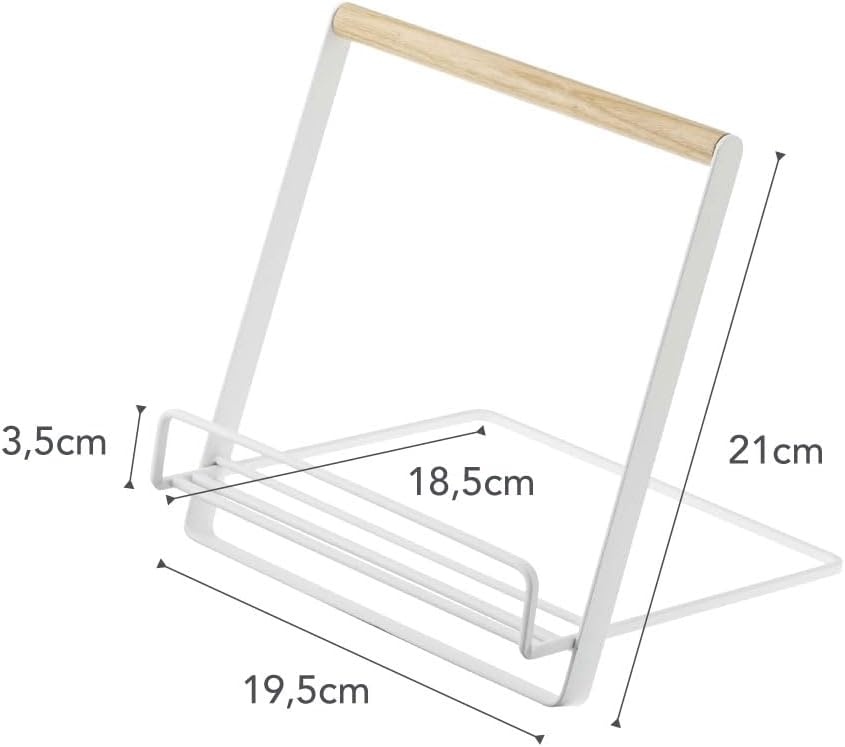 image:imageYamazaki Home Tosca Cookbook Stand Kitchen Cooking Recipe Holder for Counter Steel WoodWhite