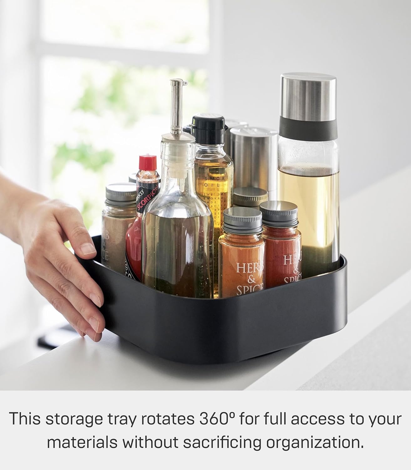 image:imageYamazaki Home Tower 360 Rotating Storage Rack NonSlip Lazy Susan Organizer for Cosmetics Skincare and Spices Abs PlasticBlack