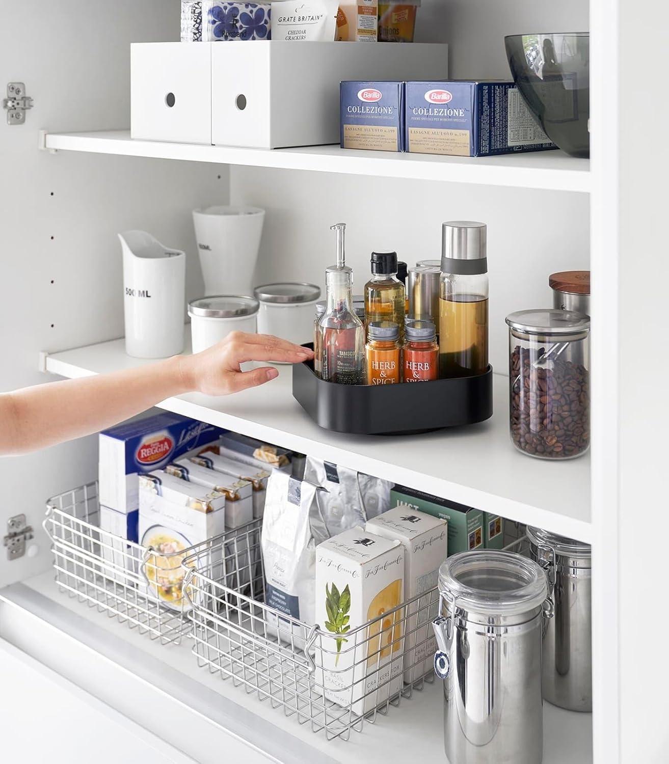 image:imageYamazaki Home Tower 360 Rotating Storage Rack NonSlip Lazy Susan Organizer for Cosmetics Skincare and Spices Abs PlasticBlack