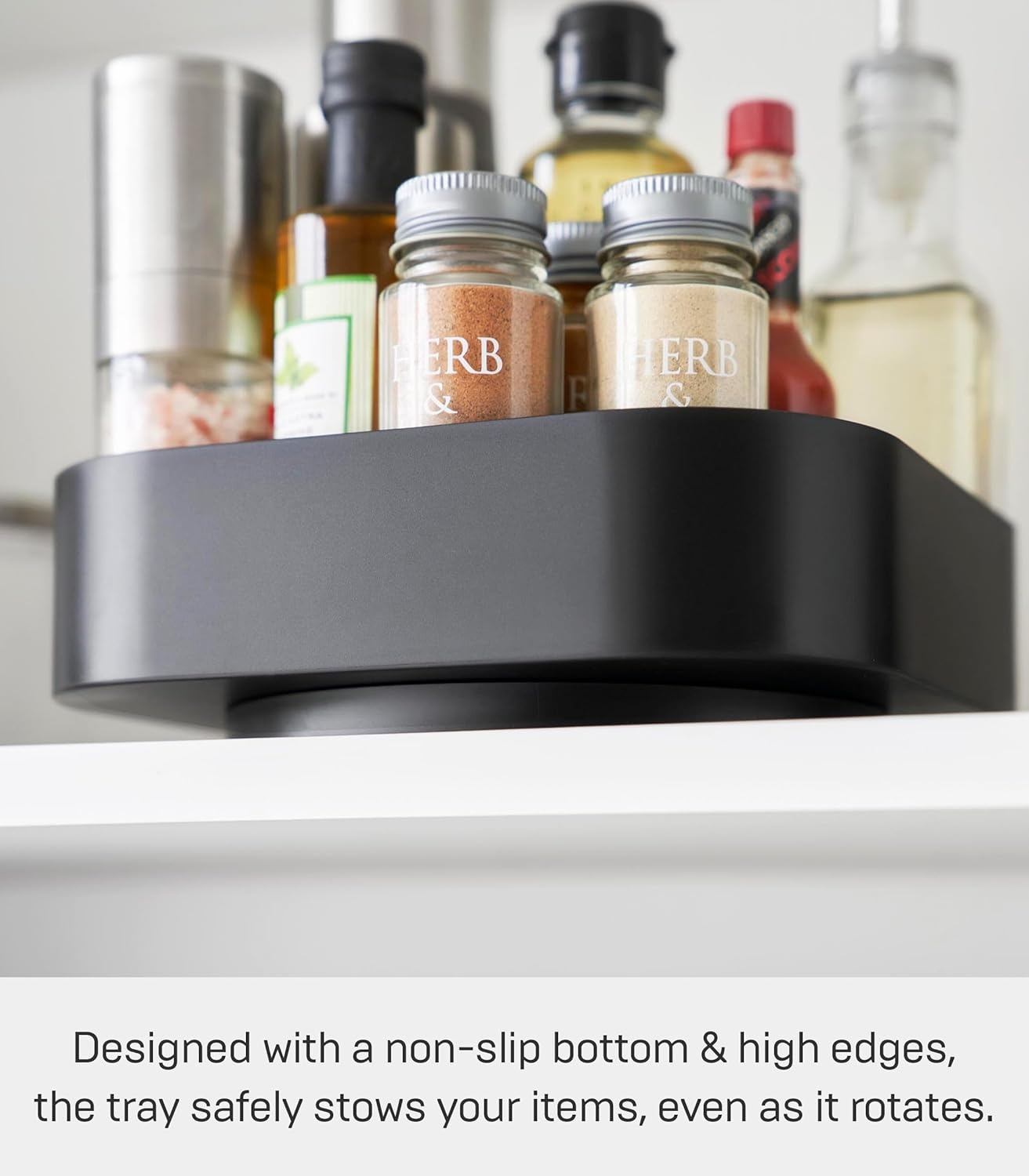 image:imageYamazaki Home Tower 360 Rotating Storage Rack NonSlip Lazy Susan Organizer for Cosmetics Skincare and Spices Abs PlasticBlack
