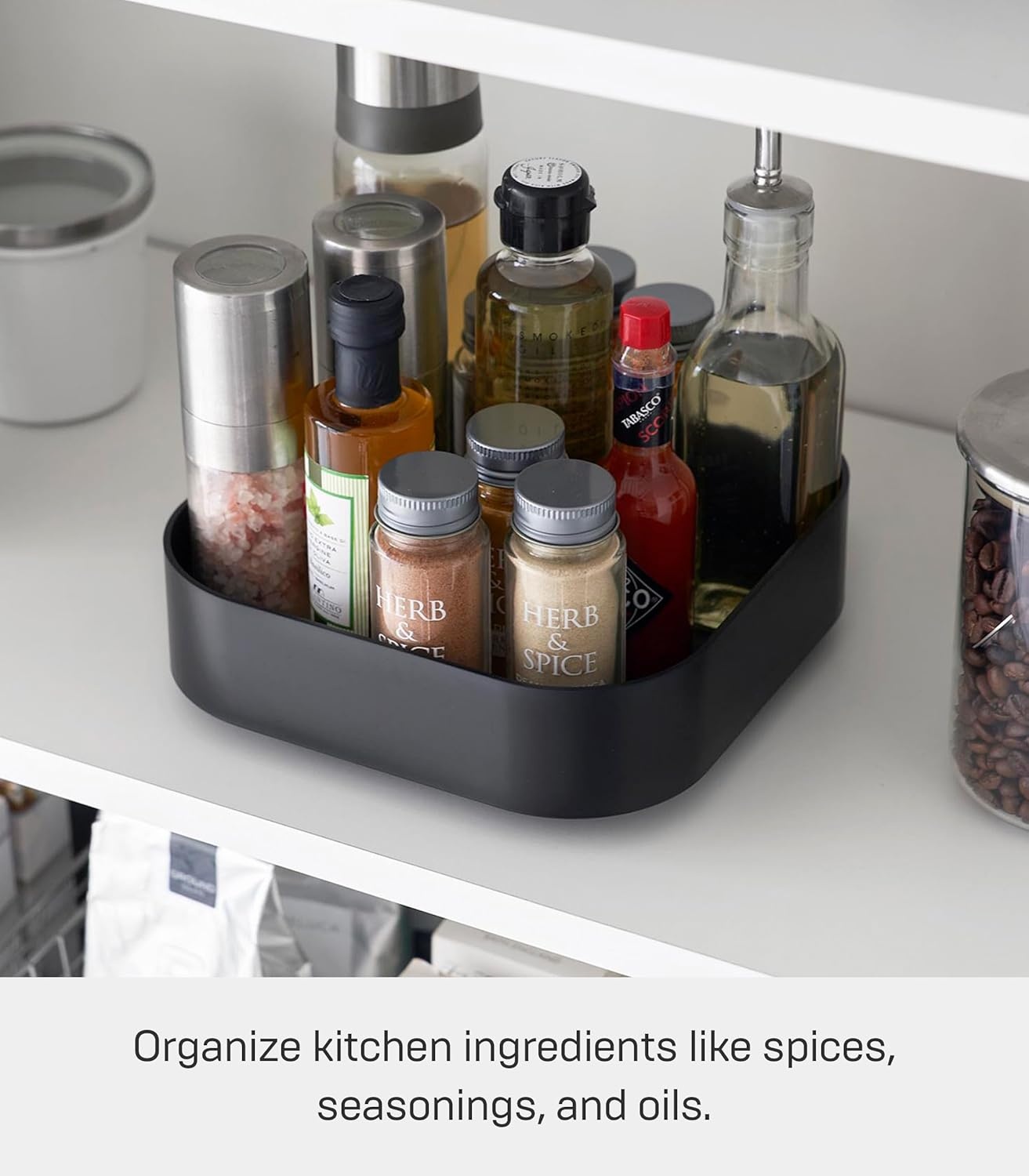 image:imageYamazaki Home Tower 360 Rotating Storage Rack NonSlip Lazy Susan Organizer for Cosmetics Skincare and Spices Abs PlasticBlack