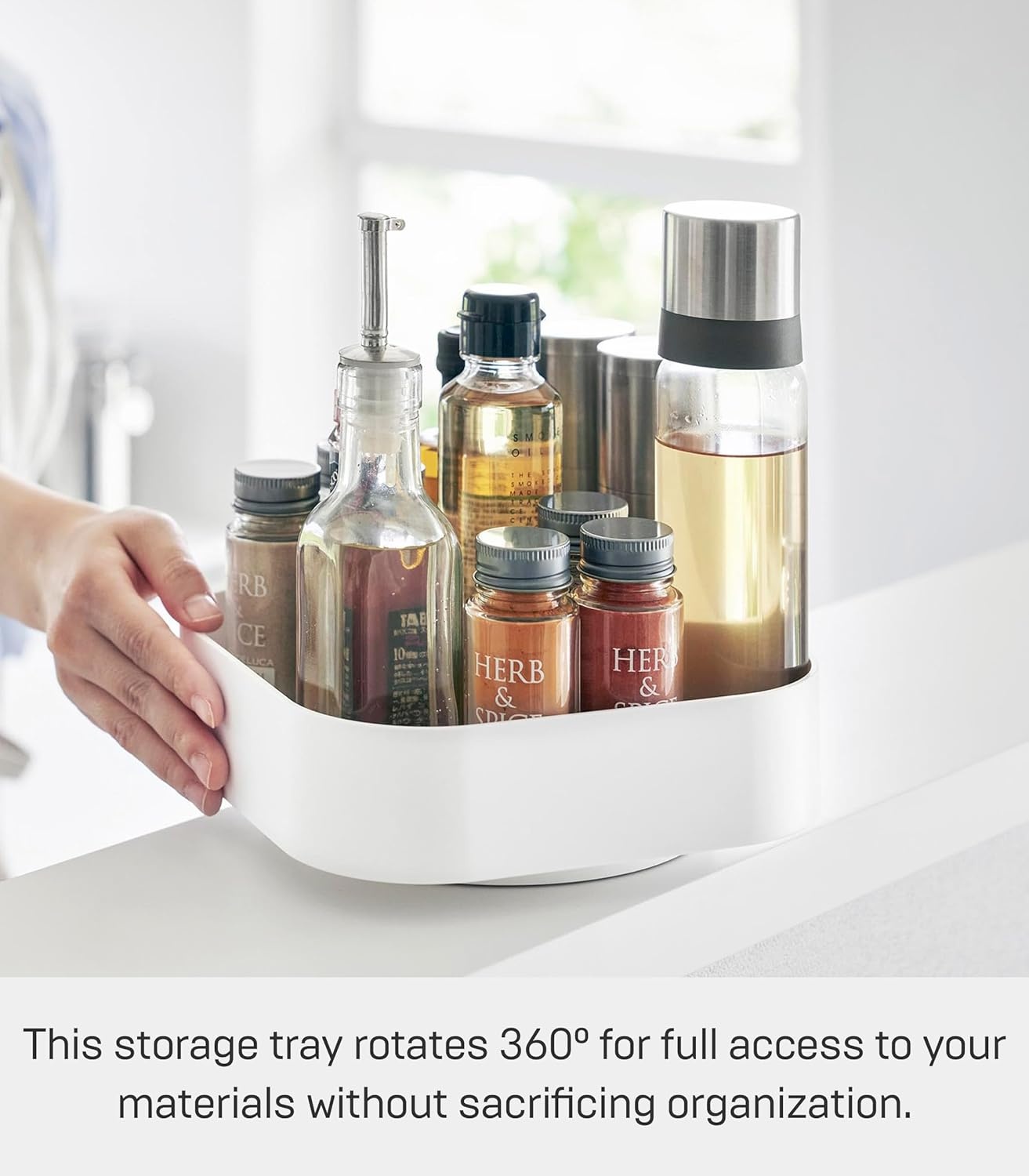 image:imageYamazaki Home Tower 360 Rotating Storage Rack NonSlip Lazy Susan Organizer for Cosmetics Skincare and Spices Abs PlasticWhite