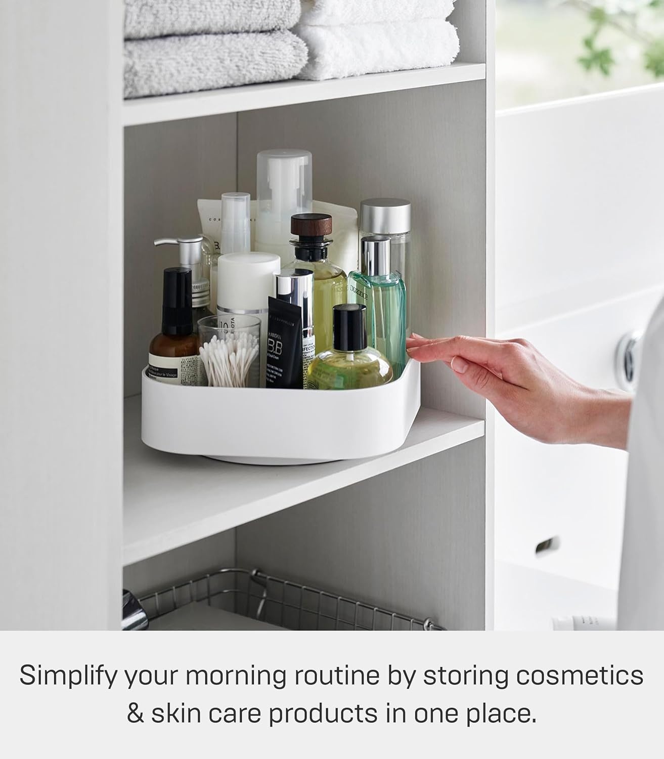 image:imageYamazaki Home Tower 360 Rotating Storage Rack NonSlip Lazy Susan Organizer for Cosmetics Skincare and Spices Abs PlasticWhite