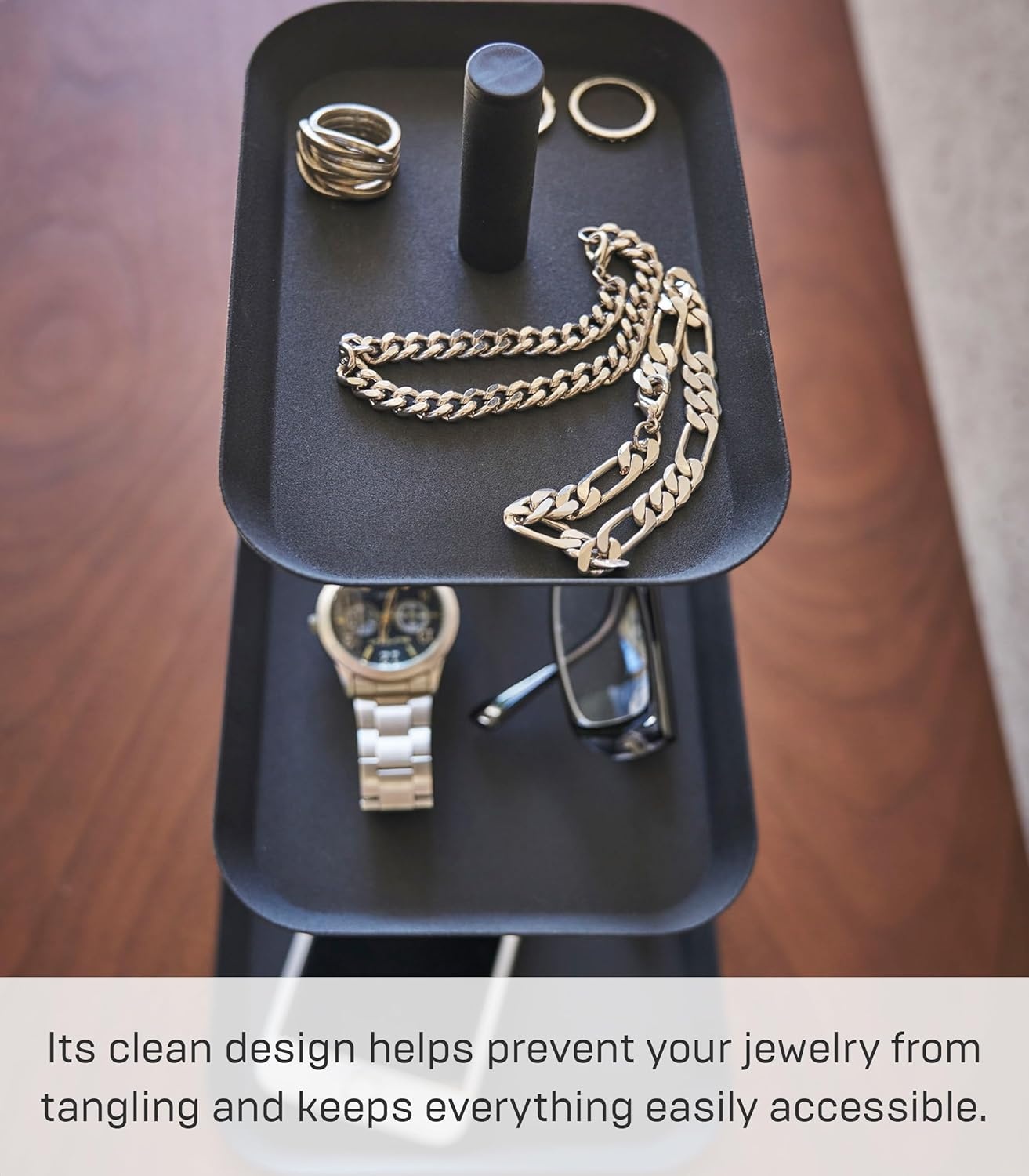 image:imageYamazaki Home Tower 3Tier Accessory Tray Jewelry Holder amp Storage Organizer SteelBlack