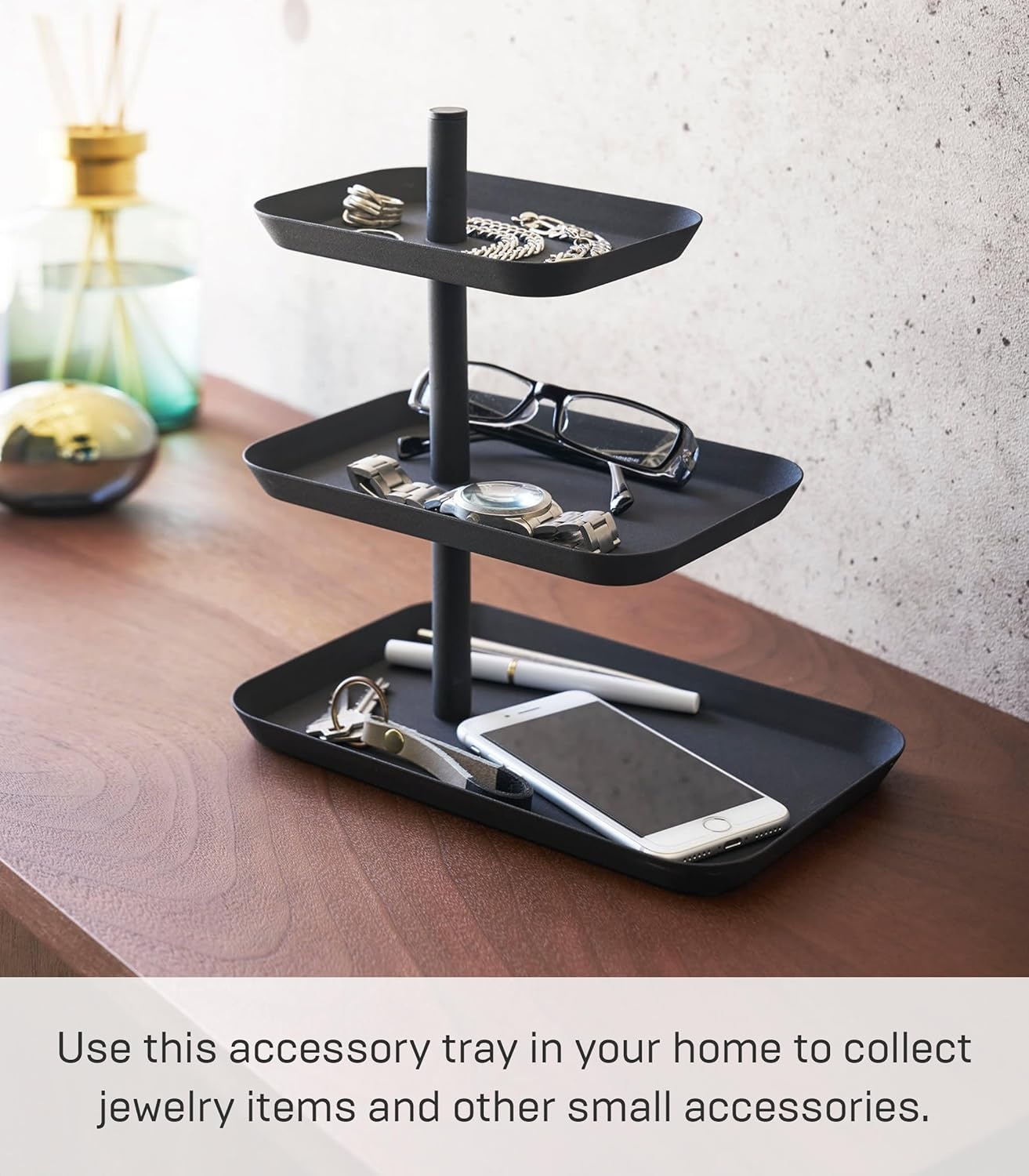 image:imageYamazaki Home Tower 3Tier Accessory Tray Jewelry Holder amp Storage Organizer SteelBlack