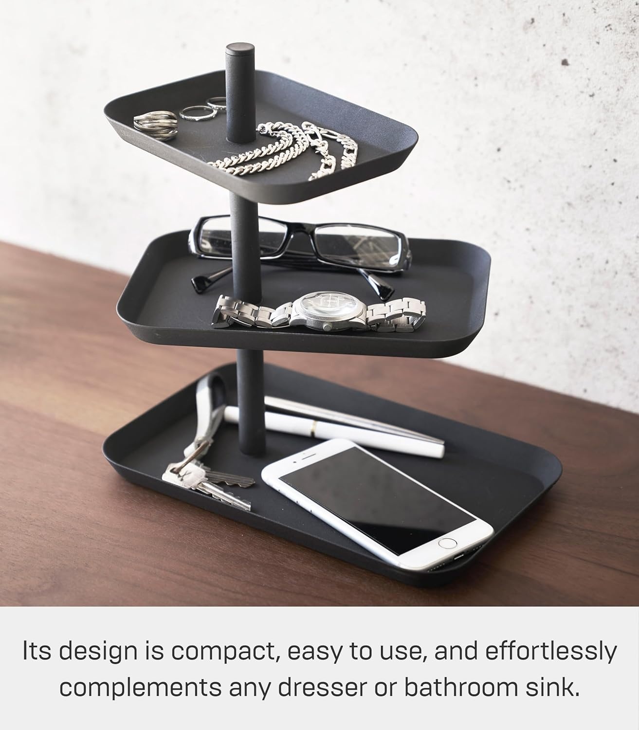 image:imageYamazaki Home Tower 3Tier Accessory Tray Jewelry Holder amp Storage Organizer SteelBlack