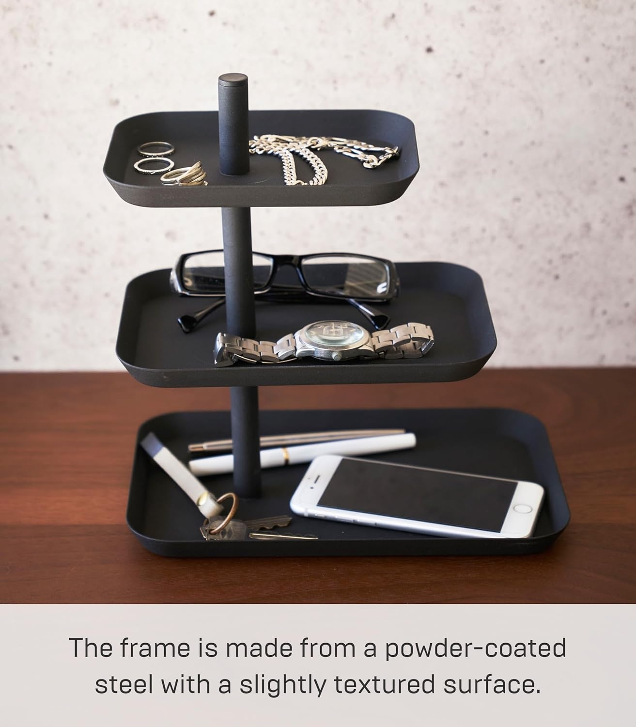 image:imageYamazaki Home Tower 3Tier Accessory Tray Jewelry Holder amp Storage Organizer SteelBlack