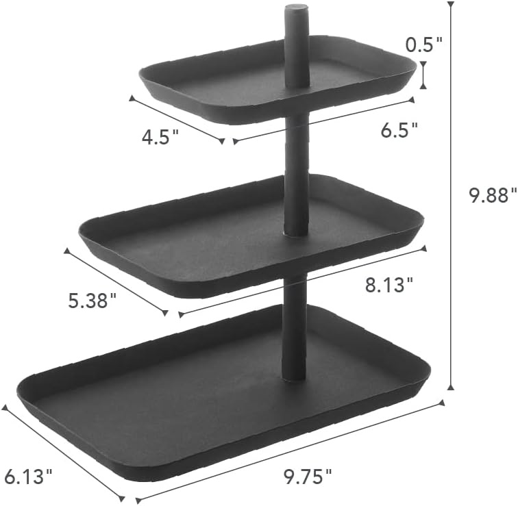 image:imageYamazaki Home Tower 3Tier Accessory Tray Jewelry Holder amp Storage Organizer SteelBlack