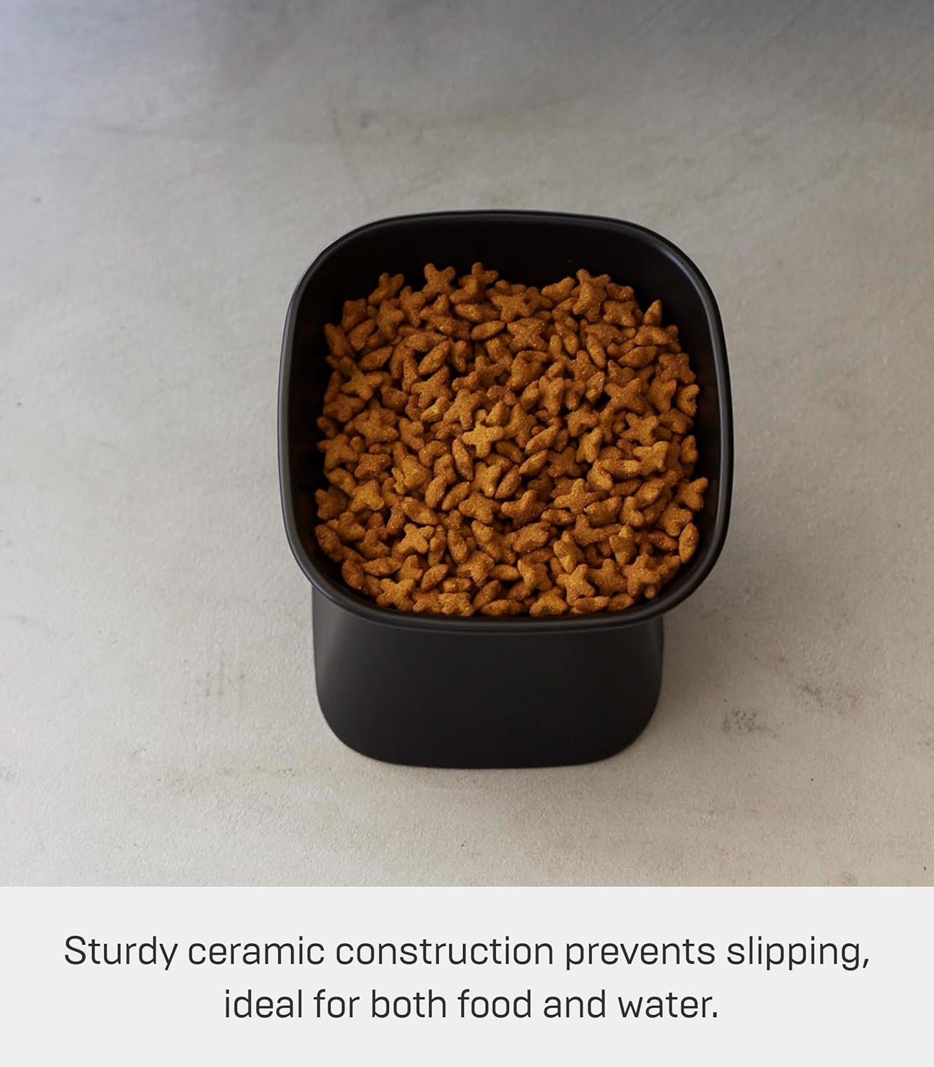 image:imageYamazaki Home Tower Elevated Ceramic Pet Food Bowl Angled NonSlip Microwave amp Dishwasher Safe 67OzBlack