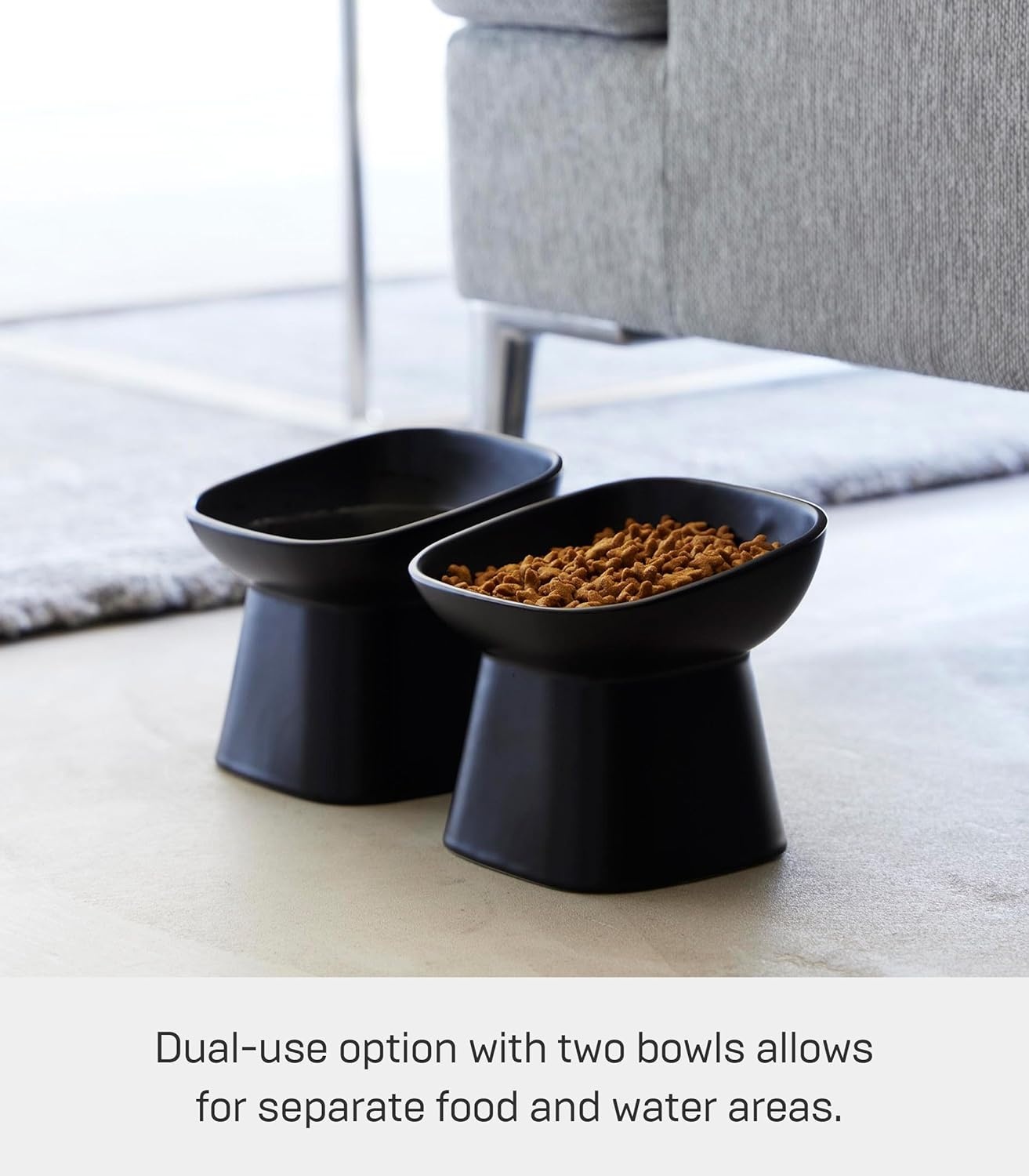 image:imageYamazaki Home Tower Elevated Ceramic Pet Food Bowl Angled NonSlip Microwave amp Dishwasher Safe 67OzBlack