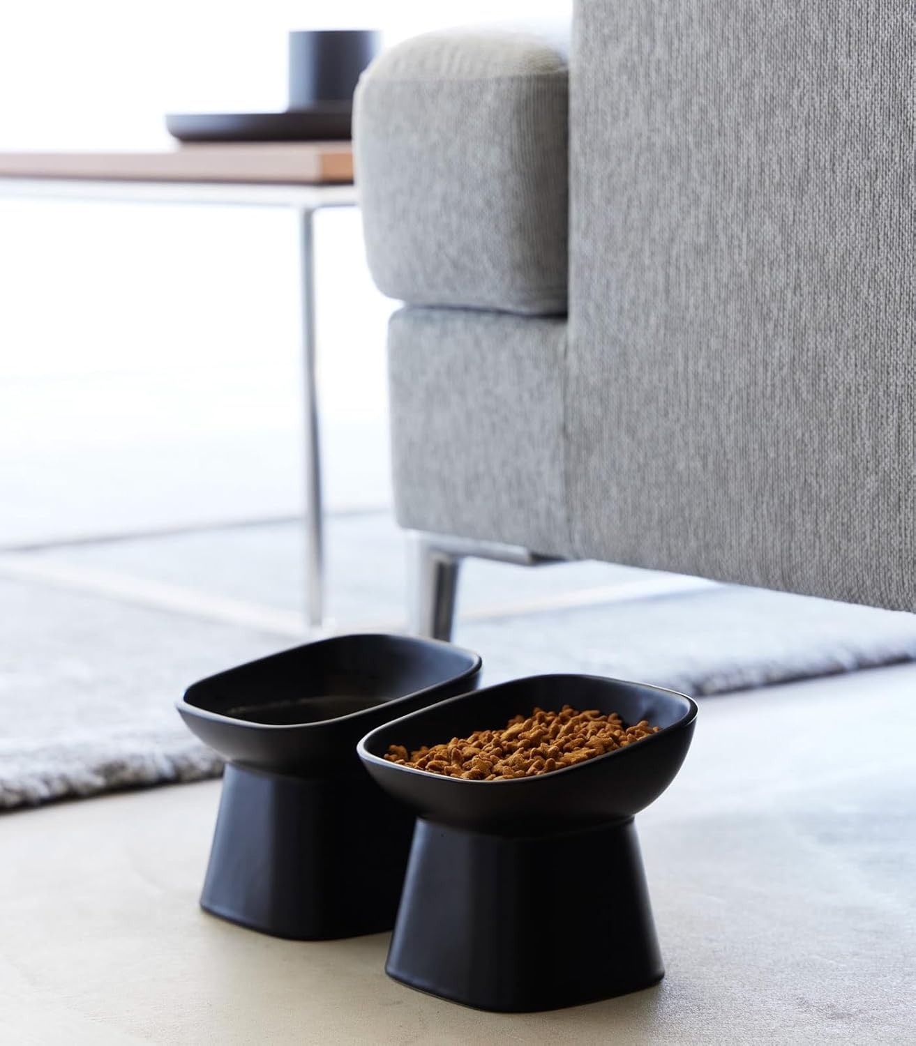 image:imageYamazaki Home Tower Elevated Ceramic Pet Food Bowl Angled NonSlip Microwave amp Dishwasher Safe 67OzBlack