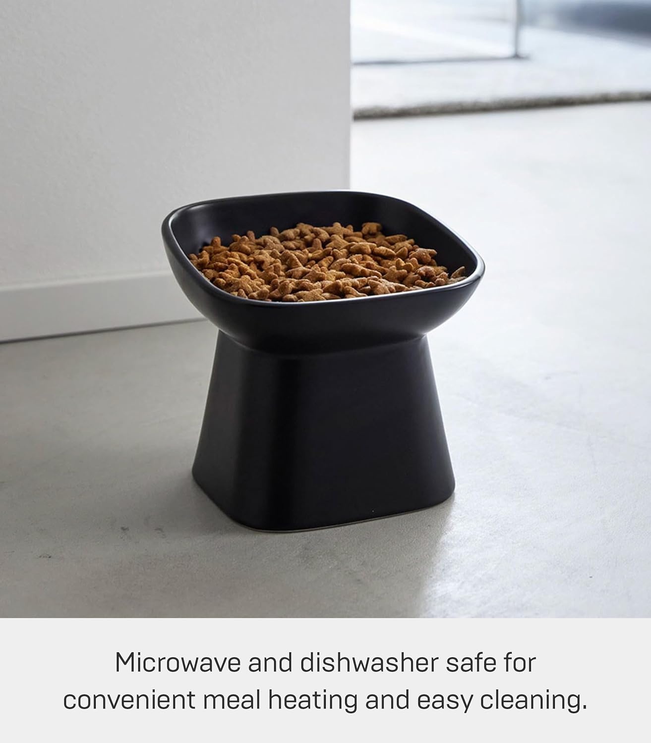 image:imageYamazaki Home Tower Elevated Ceramic Pet Food Bowl Angled NonSlip Microwave amp Dishwasher Safe 67OzBlack