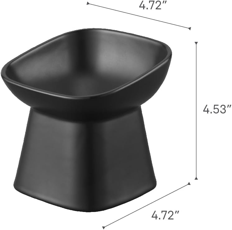 image:imageYamazaki Home Tower Elevated Ceramic Pet Food Bowl Angled NonSlip Microwave amp Dishwasher Safe 67OzBlack