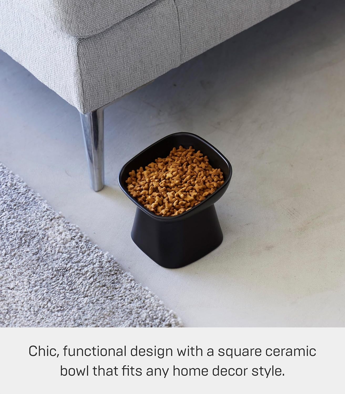 image:imageYamazaki Home Tower Elevated Ceramic Pet Food Bowl Angled NonSlip Microwave amp Dishwasher Safe 67OzBlack