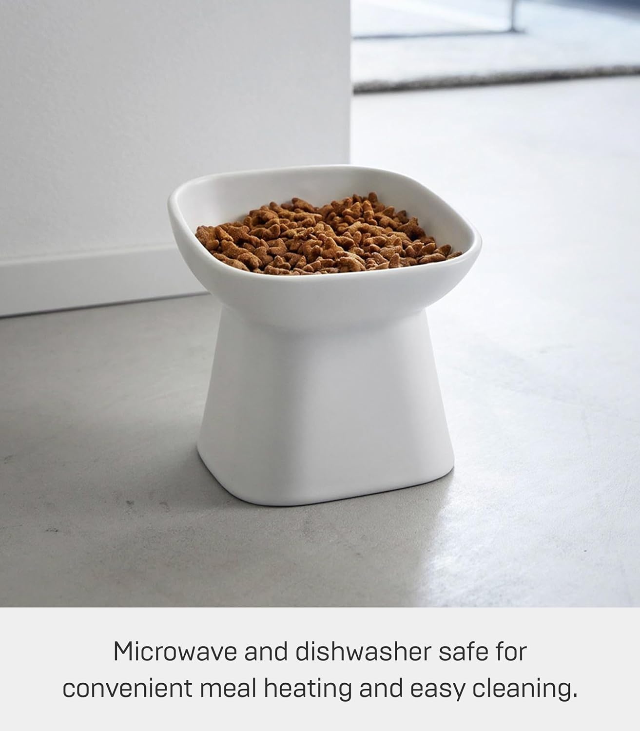 image:imageYamazaki Home Tower Elevated Ceramic Pet Food Bowl Angled NonSlip Microwave amp Dishwasher Safe 67OzWhite