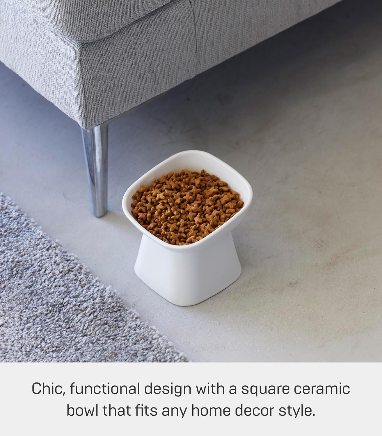 image:imageYamazaki Home Tower Elevated Ceramic Pet Food Bowl Angled NonSlip Microwave amp Dishwasher Safe 67OzWhite