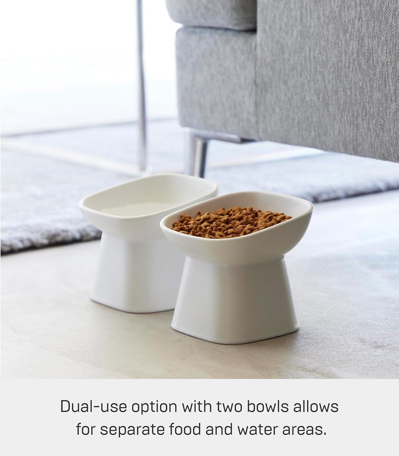 image:imageYamazaki Home Tower Elevated Ceramic Pet Food Bowl Angled NonSlip Microwave amp Dishwasher Safe 67OzWhite