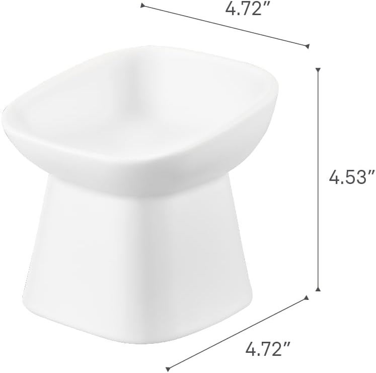 image:imageYamazaki Home Tower Elevated Ceramic Pet Food Bowl Angled NonSlip Microwave amp Dishwasher Safe 67OzWhite