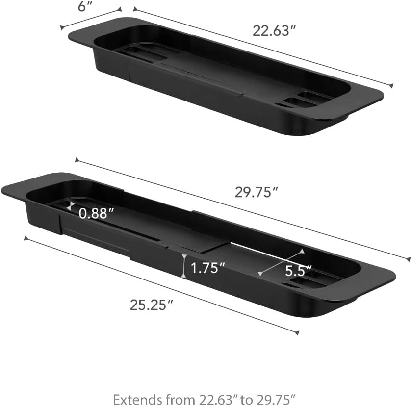 image:imageYamazaki Home Tower Expandable Bathtub Caddy Bathroom Tray Table Holder 2 Abs Plastic Black