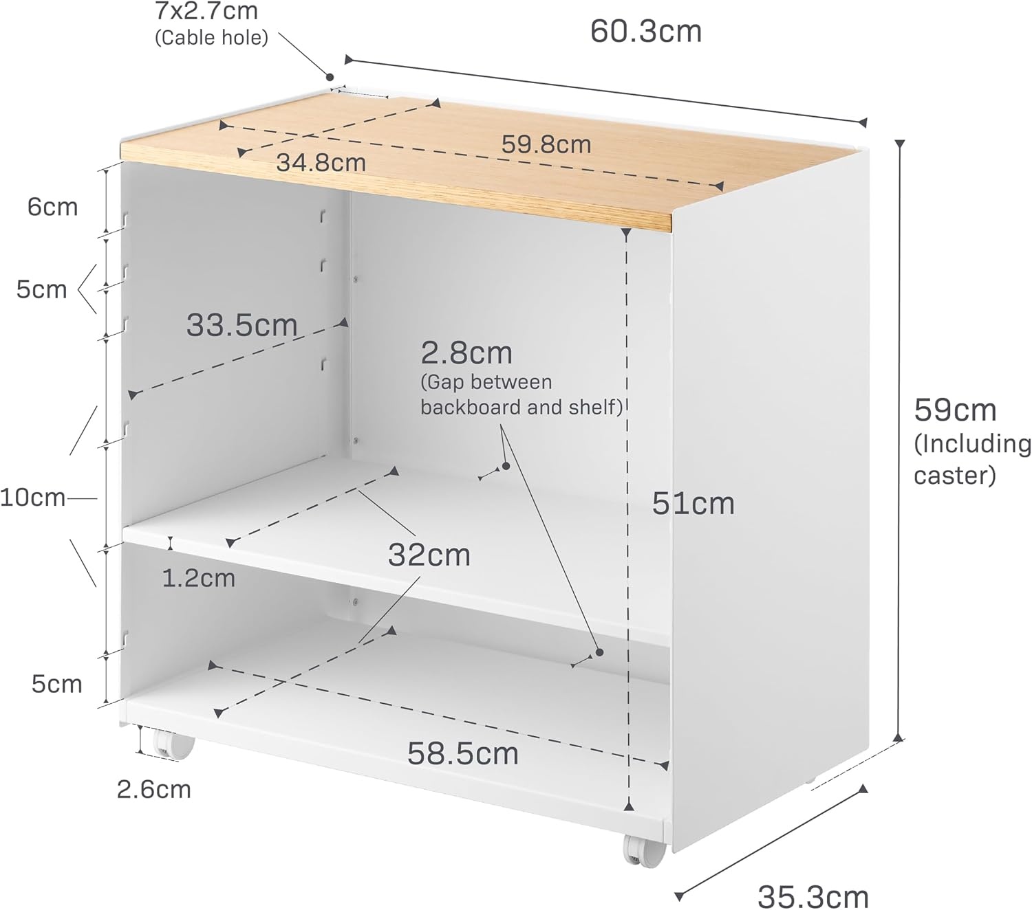 image:imageYamazaki Home Tower Mobile Hideaway Storage Cart Rolling Printer Stand with Adjustable Shelves Hidden Storage Rolling Cart with Wheels Mobile Office Organizer Utility Cart 23 Steel Wood White