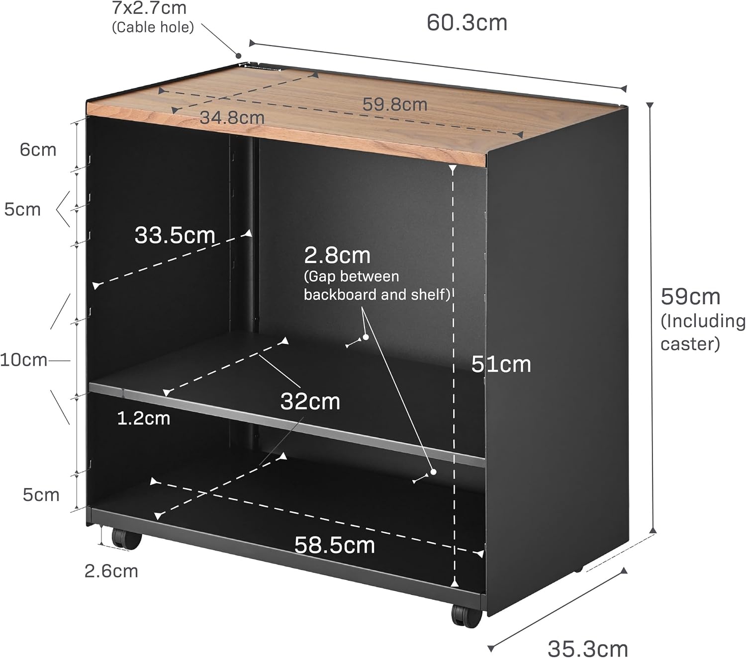 image:imageYamazaki Home Tower Mobile Hideaway Storage Cart Rolling Printer Stand with Adjustable Shelves Hidden Storage Rolling Cart with Wheels Mobile Office Organizer Utility Cart 23 Steel Wood Black