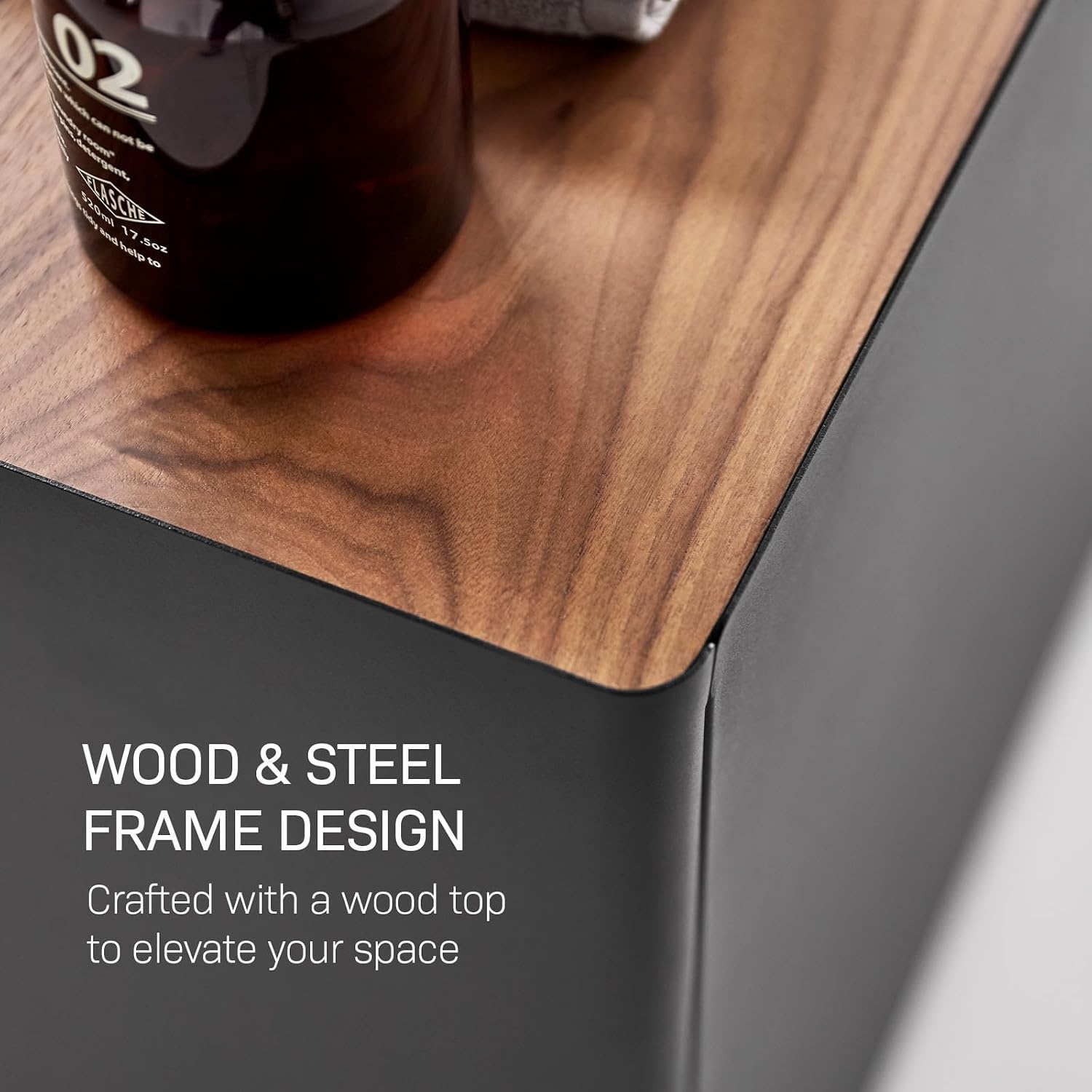image:imageYamazaki Home Tower Mobile Hideaway Storage Cart Rolling Printer Stand with Adjustable Shelves Hidden Storage Rolling Cart with Wheels Mobile Office Organizer Utility Cart 23 Steel Wood Black