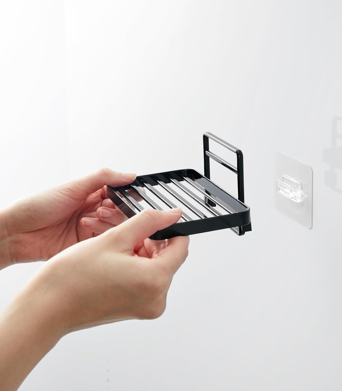 image:imageYamazaki Home Tower Self Adhesive Hygienic Soap Tray Wall Sink Or Shower Mounted Bar Soap Dish SteelBlack
