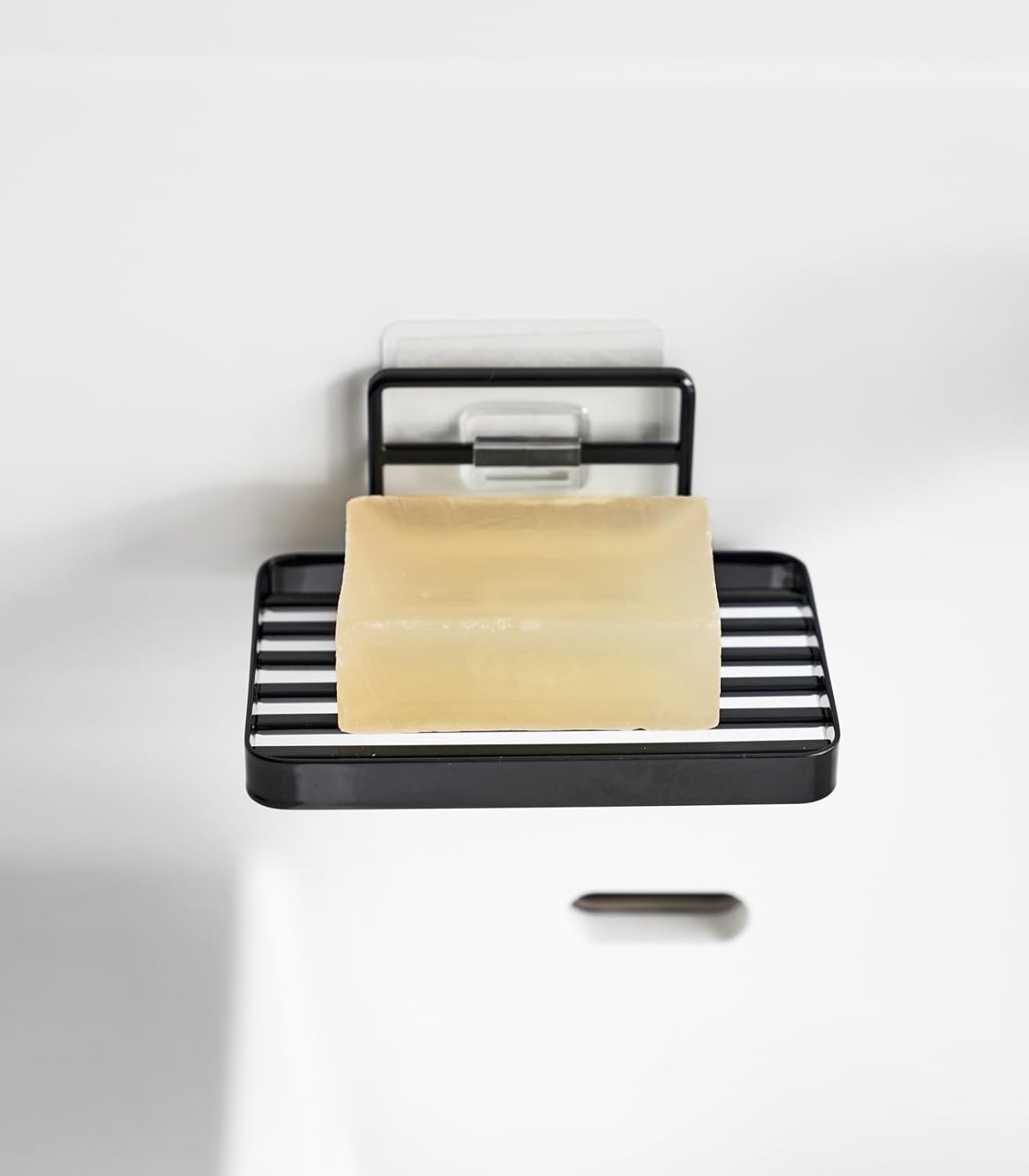 image:imageYamazaki Home Tower Self Adhesive Hygienic Soap Tray Wall Sink Or Shower Mounted Bar Soap Dish SteelBlack