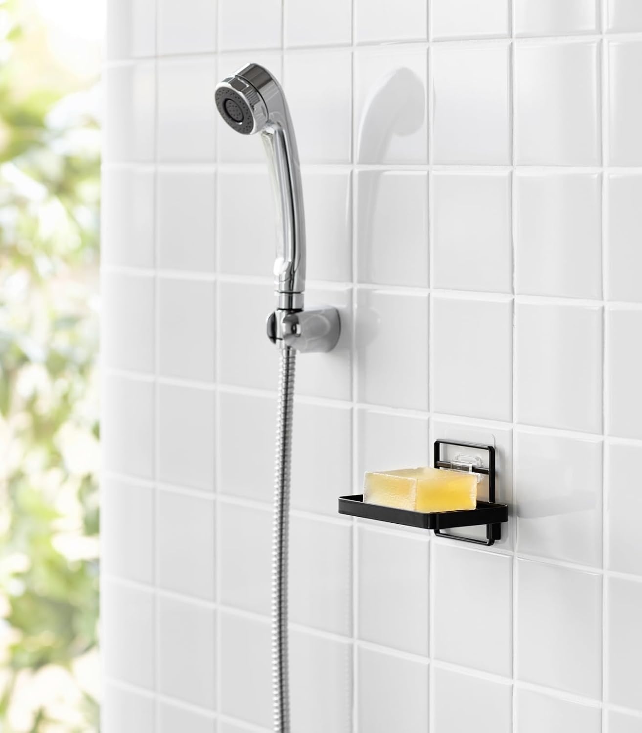 image:imageYamazaki Home Tower Self Adhesive Hygienic Soap Tray Wall Sink Or Shower Mounted Bar Soap Dish SteelBlack