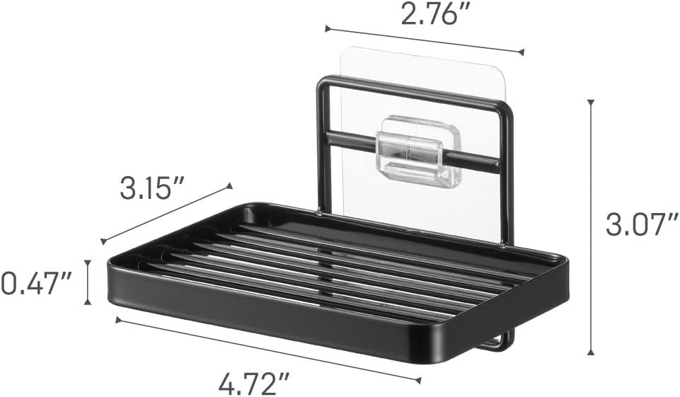 image:imageYamazaki Home Tower Self Adhesive Hygienic Soap Tray Wall Sink Or Shower Mounted Bar Soap Dish SteelBlack