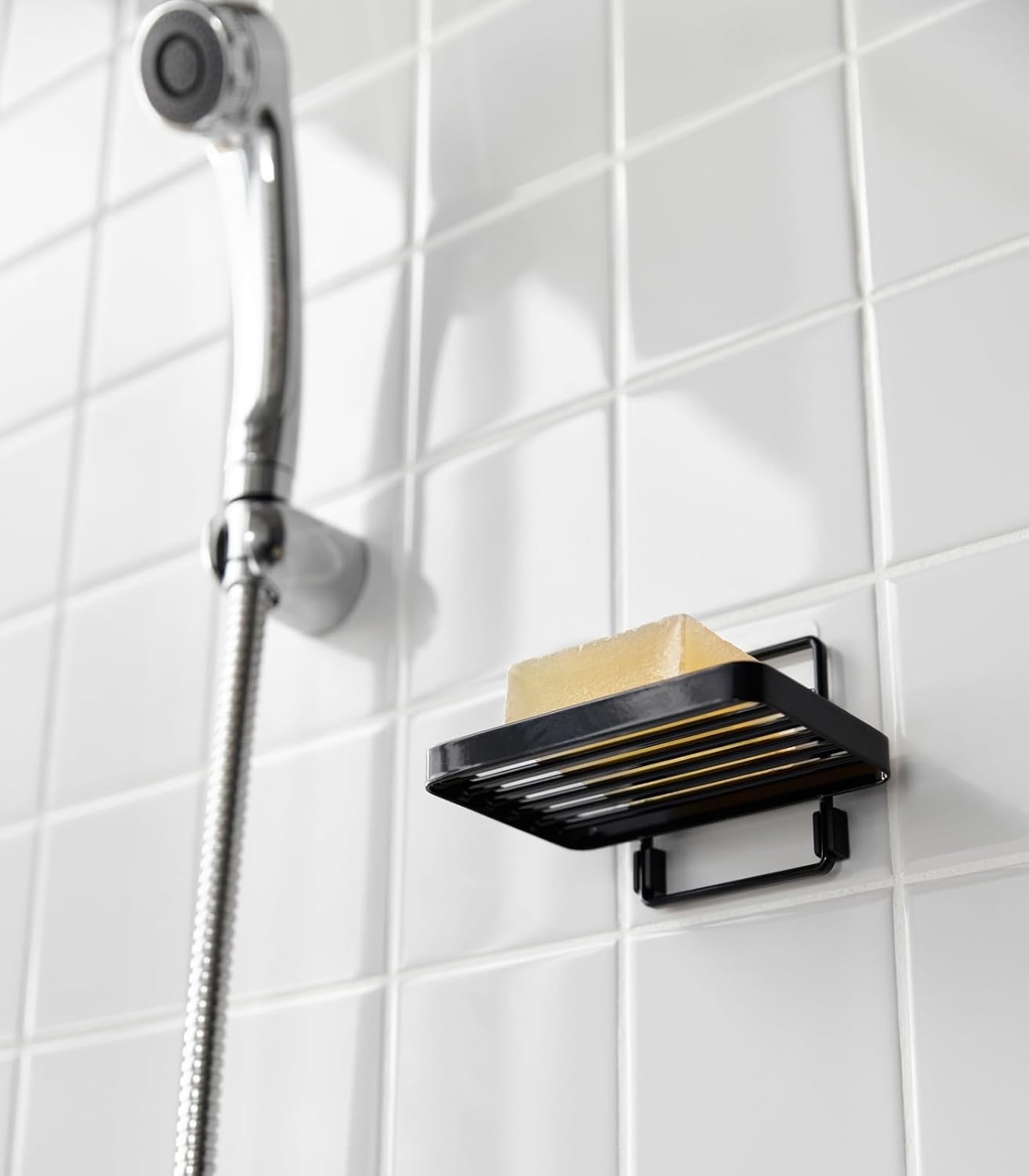 image:imageYamazaki Home Tower Self Adhesive Hygienic Soap Tray Wall Sink Or Shower Mounted Bar Soap Dish SteelBlack