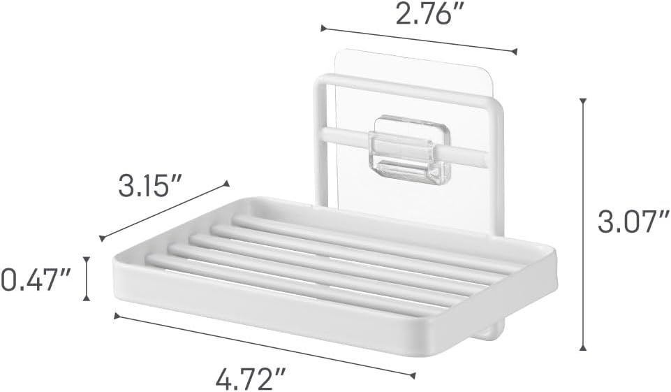 image:imageYamazaki Home Tower Self Adhesive Hygienic Soap Tray Wall Sink Or Shower Mounted Bar Soap Dish SteelWhite
