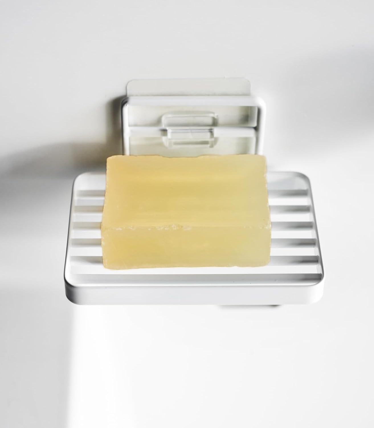 image:imageYamazaki Home Tower Self Adhesive Hygienic Soap Tray Wall Sink Or Shower Mounted Bar Soap Dish SteelWhite
