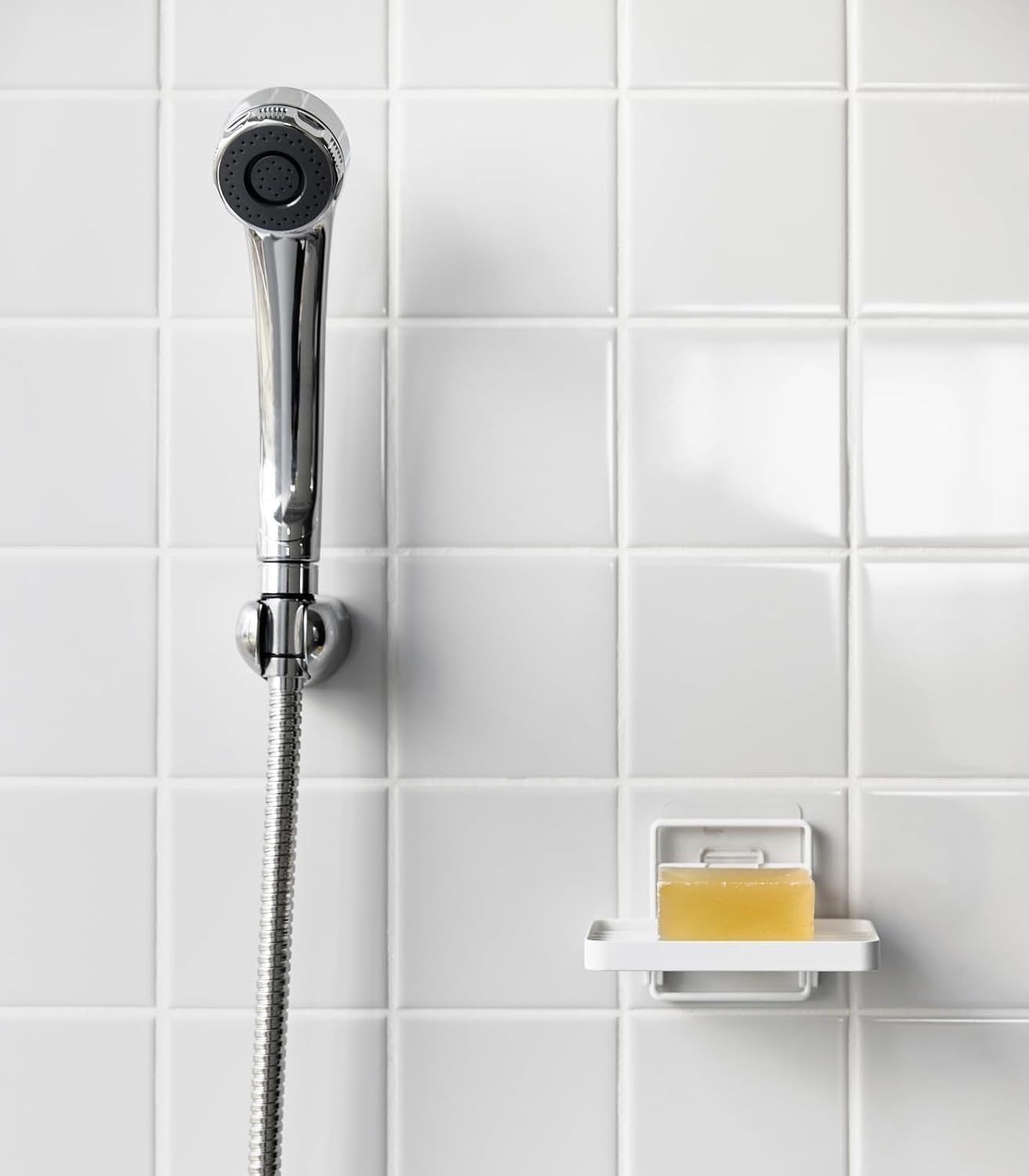image:imageYamazaki Home Tower Self Adhesive Hygienic Soap Tray Wall Sink Or Shower Mounted Bar Soap Dish SteelWhite