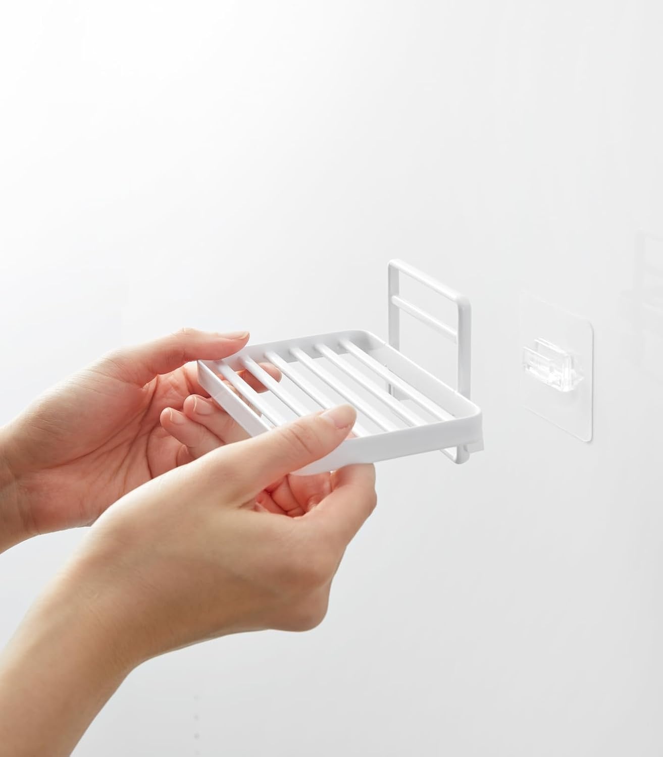 image:imageYamazaki Home Tower Self Adhesive Hygienic Soap Tray Wall Sink Or Shower Mounted Bar Soap Dish SteelWhite