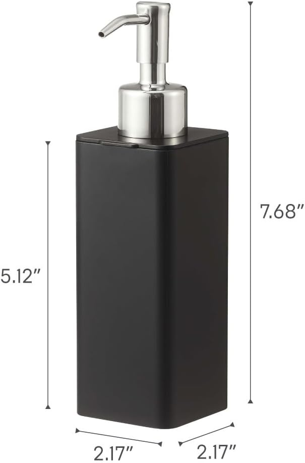 image:imageYamazaki Home Tower Self Adhesive Kitchen Soap Dispener Wall Or Sink Mounted Pump Dispenser for Hand Or Dish Soap Abs PlasticBlack