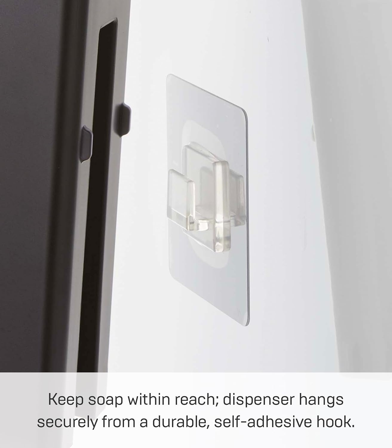 image:imageYamazaki Home Tower Self Adhesive Kitchen Soap Dispener Wall Or Sink Mounted Pump Dispenser for Hand Or Dish Soap Abs PlasticBlack