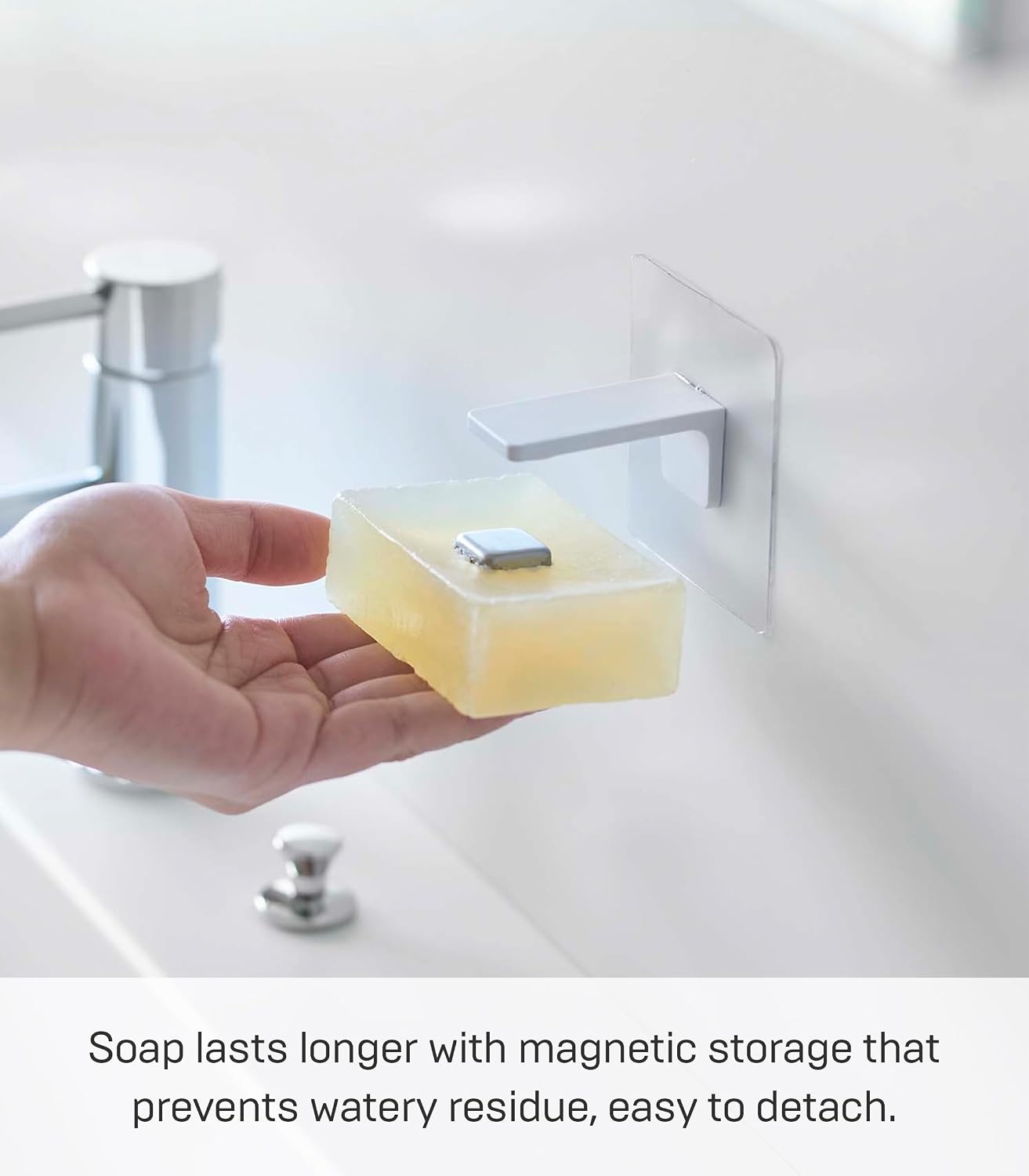 image:imageYamazaki Home Tower Self Adhesive Magnetic Soap Holder Bathroom Wall Mounted Sanitary Bar Soap Hanger for Shower Abs Plastic