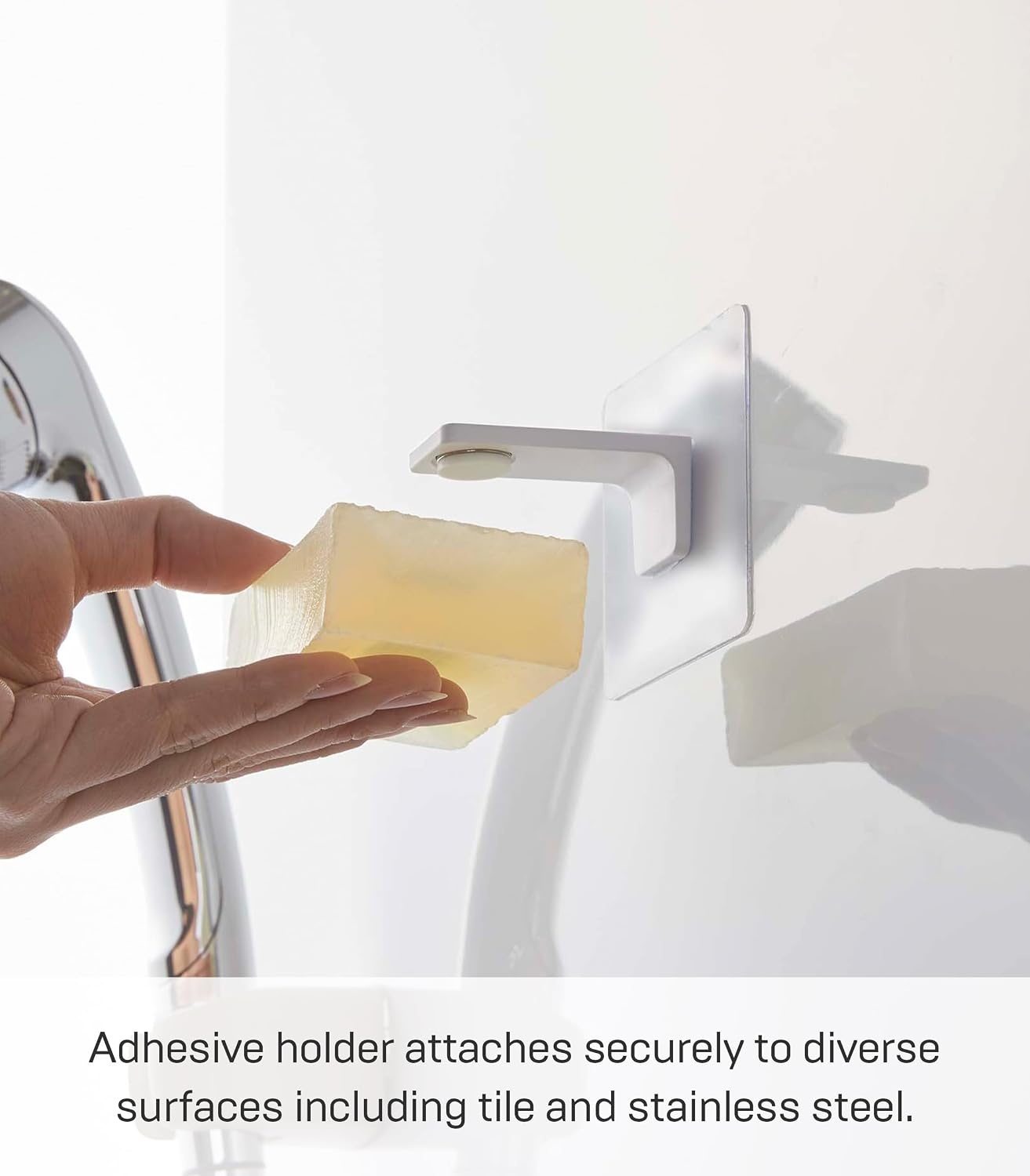 image:imageYamazaki Home Tower Self Adhesive Magnetic Soap Holder Bathroom Wall Mounted Sanitary Bar Soap Hanger for Shower Abs Plastic